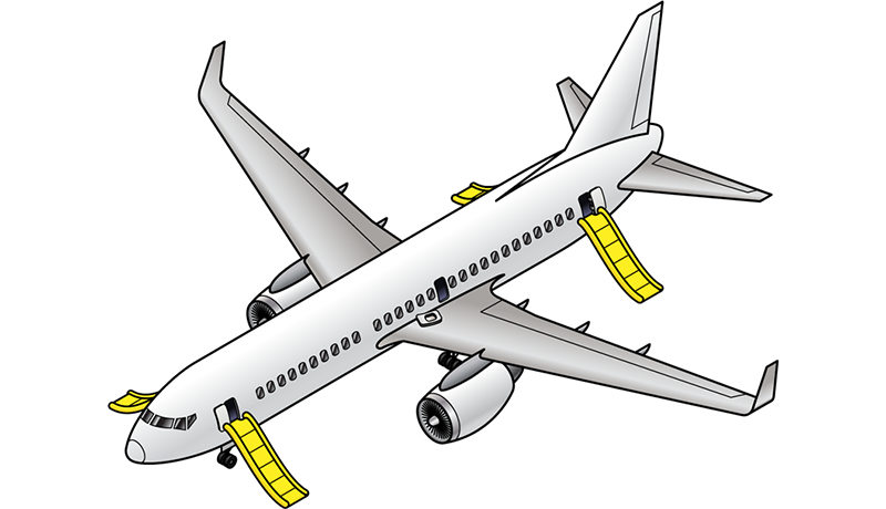 Hero image - 737 passenger jet with evacuation slides deployed